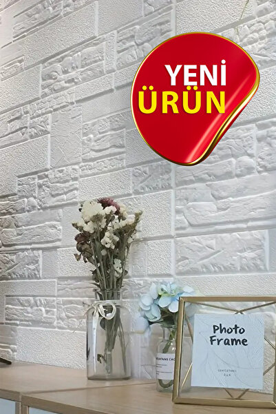 Bien Home Yeni 70x70cm 0,50M² Beyaz Kendinden Yapışkanlı Taş Ev Tuğla Kesme T...