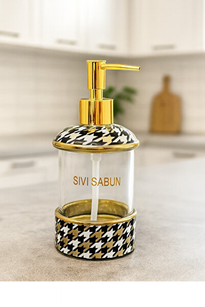 YzHome 1 Adet Cam Gold Detaylı Sıvı Sabunluk Kazayağı
