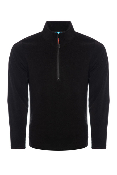 COMBİNE MİCHAİL Erkek Yarım Fermuarlı Dik Yaka Basic Siyah