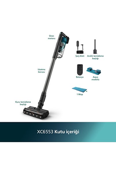 Philips 6000 Serisi Dikey Süpürge Islak Kuru Led Başlıklı