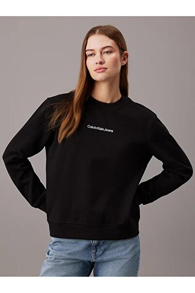 Calvin Klein Kadın Marka Logolu Günlük Kullanıma Uygun Siyah Sweatshirt J20J222548 BEH