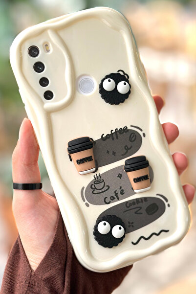 Vip Case Redmi Note 8 Coffee Cookie Pattern 3D Cute Shiny Design Cookie Case