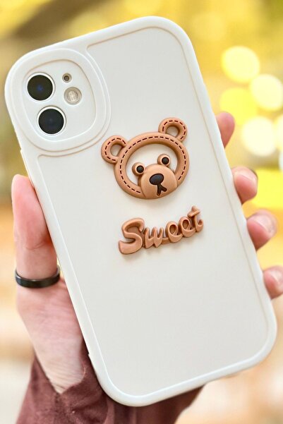 Vip Case iPhone 11 Ayıcık Desenli Sevimli 3 Boyutlu Tatlı Şirin Kamera Korumalı Silikon Shape Kılıf