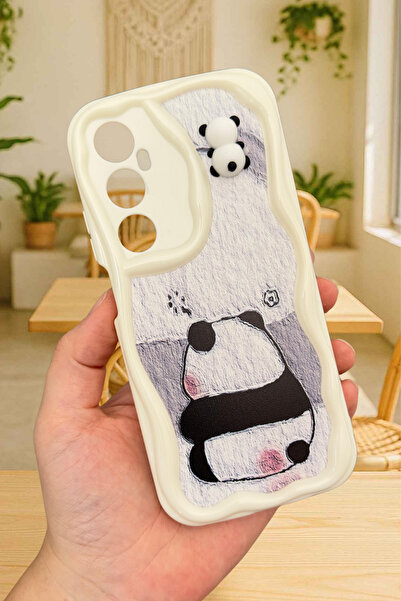 Vip Case Realme C65 - Sevimli Ayıcık Panda Desenli 3 Boyutlu Şirin Parlak Tasarım Panda Kılıf