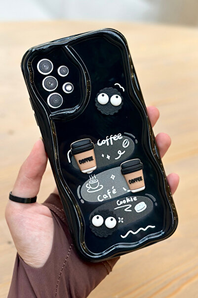 Vip Case Samsung Galaxy A23 Kahve Kurabiye Desenli 3 Boyutlu Şirin Parlak Tas...