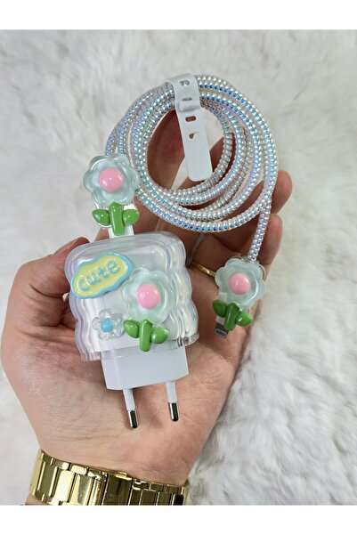 Vip Case İphone 18w/20w Uyumlu Şarj Başlık Kablo Koruyucu Örme Set İphone 11 ve Üstü Tüm Modeller İçin