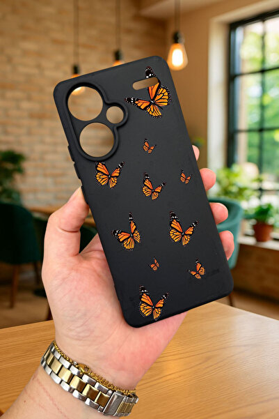 Vip Case Xiaomi Redmi Note 13 Pro Plus KELEBEK DESENLİ Silikon Darbe Emici Klasik Korumalı Rubber Kılıf