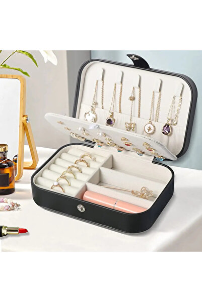 Vip Case صندوق مجوهرات مستطيل مكون من 3 أقسام لتنظيم المجوهرات وحلق وقلادة للسفر