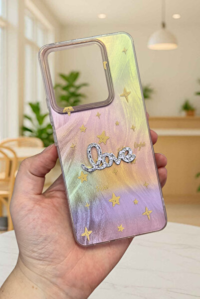 Vip Case Xiaomi Redmi 13 Uyumlu Hologramlı Renk Değiştiren Yıldız Desenli Taş...