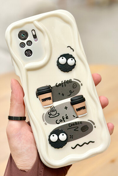 Vip Case Redmi Note 10/10S Coffee Cookie Pattern 3D Cute Shiny Design Cookie Case