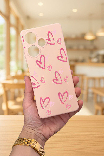 Vip Case İNFİNİX HOT 30 - PEMBE KALP DESENLİ Silikon Darbe Emici Klasik Korum...