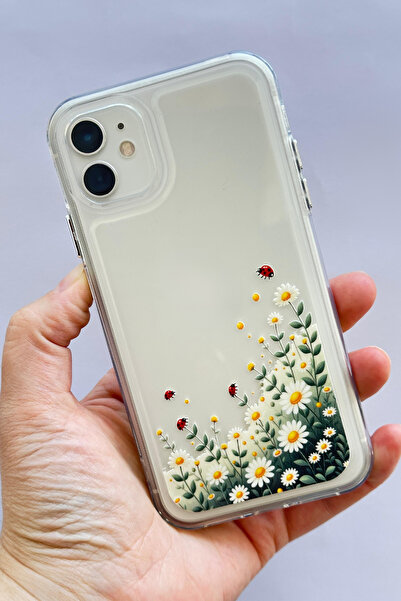 Vip Case iPhone 11 Parlak Metal Tuşlu Uğur Böceği Papatya Desenli Kolay Basma...