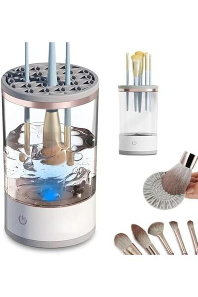 LIVVY منظف فرش المكياج الدوار الأوتوماتيكي - منظف فرش المكياج والإسفنجات يعمل بمنفذ USB | غسيل سريع