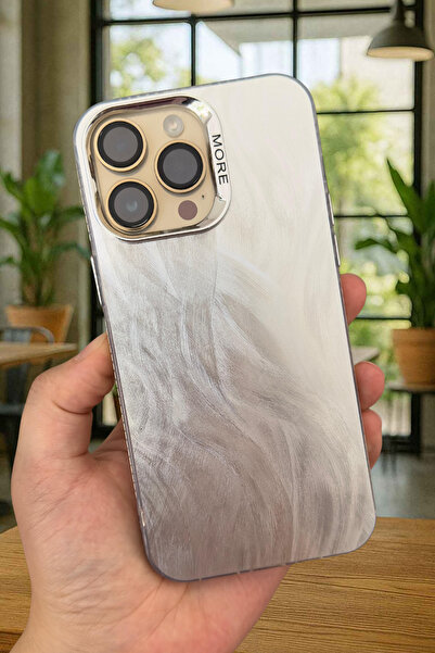 Vip Case iPhone 15 Pro  - Dalgalı Gümüş Yansımalı Şeffaf Zarif Şık ve Modern ...