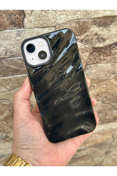 Vip Case متوافق مع iPhone 13 و14، كاميرا لامعة، نمط تموج الماء ثلاثي الأبعاد فاخر، متموج لامع