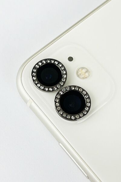Vip Case Iphone 11/12/12 Mini Uyumlu Pırlanta Taşlı Premium Kamera Lens Koruyucu
