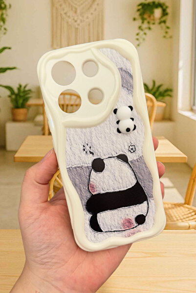 Vip Case Xiaomi Redmi Note 13 4G Sevimli Ayıcık Panda Desenli 3 Boyutlu Şirin Parlak Tasarım Panda Kılıf