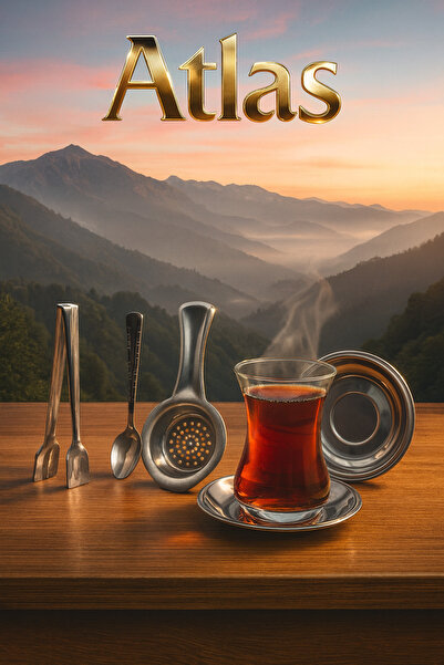 Atlas Çay Keyfi–Set (1 adet Çay süzgeçi,6'lı Çay tabağı,6'lı çay kaşığı,1 ade...