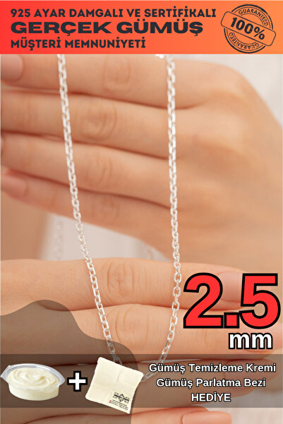 OSMANLI GÜMÜŞ Kadın Gümüş Kolye - 2.5mm Forse Model 925 Ayar kadın Gümüş Koly...