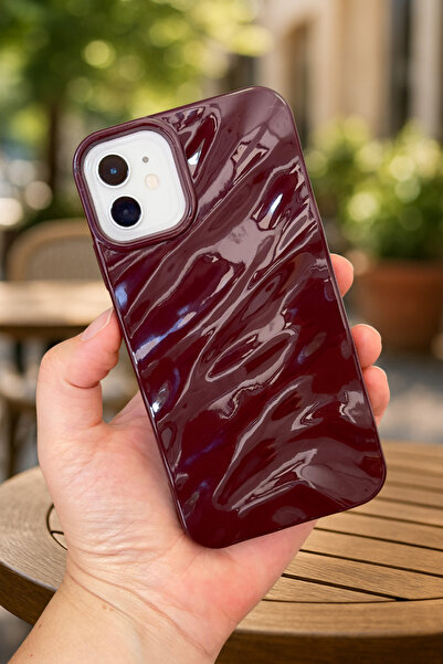 Vip Case iPhone 11 Uyumlu Parlak Kamera Çıkıntılı Lüks 3 Boyutlu Su Dalgalanma Desenli Parlak Silikon Wavy
