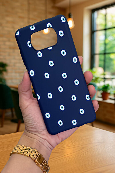 Vip Case Poco X3 ve X3 Pro Uyumlu NAZAR BONCUK DESENLİ Silikon Darbe Emici Klasik Korumalı Rubber Kılıf