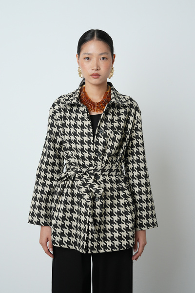 Orfeo Negro Жіночий піджак без підкладки з кишенями та візерунком «казна» чор...