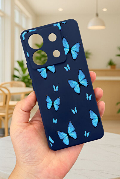 Vip Case Xiaomi Redmi Note 13 Pro 5g Blue Butterfly Pattern Silicone Shock Absorbing Classic Protected Rubber Case277