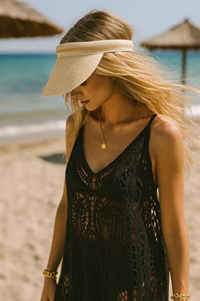 Axesoire 14398 Μοντέλο Μπεζ ψάθινο καπέλο με γείσο