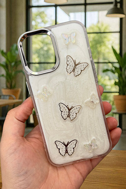 Vip Case iPhone 16 Uyumlu Epoksili 3D Figürlü Kalpli Kurdelalı Parlak Şık Mod...