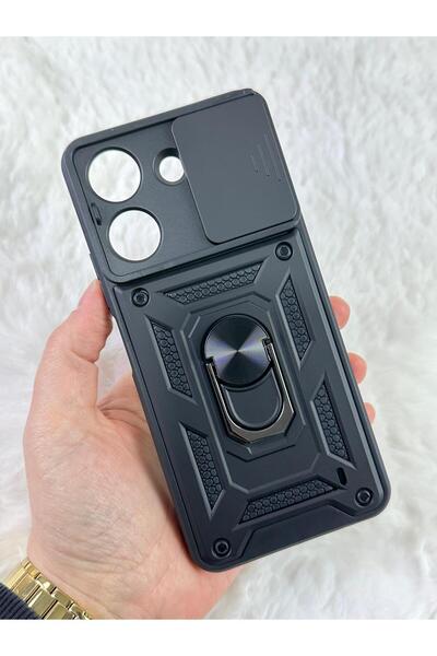 Vip Case Redmi 13C- Kamera Korumalı Kızaklı Sürgülü Yüzüklü Standlı Tank  Kılıf
