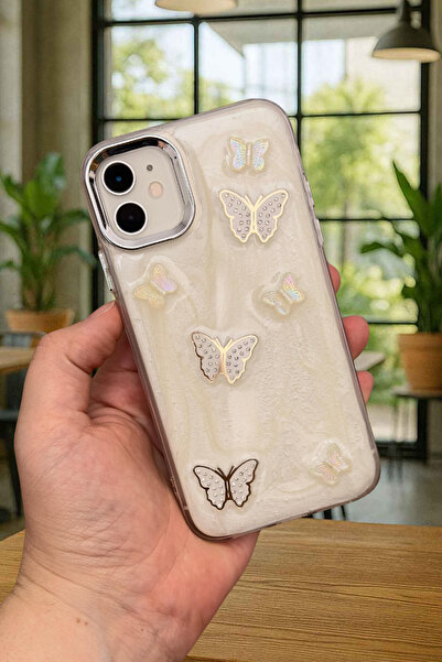 Vip Case iPhone 12 ve 12 Pro Uyumlu Epoksili 3D Figürlü Kalpli Kurdelalı Parlak Şık Moda Kılıf