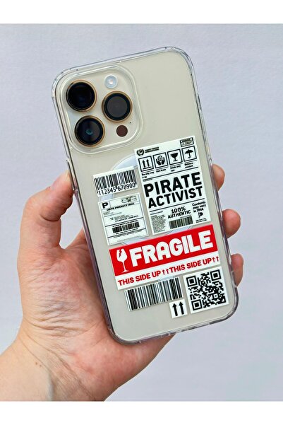Vip Case Apple iPhone 14 Pro Max Uyumlu Kılıf Fragile Desenli Magsafe Özellikli Sert Şeffaf V-Mags 277