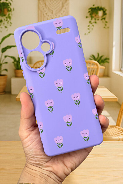 Vip Case Xiaomi Redmi Note 13 Pro Plus MİNİ LALE DESENLİ Silikon Darbe Emici Klasik Korumalı Rubber Kılıf
