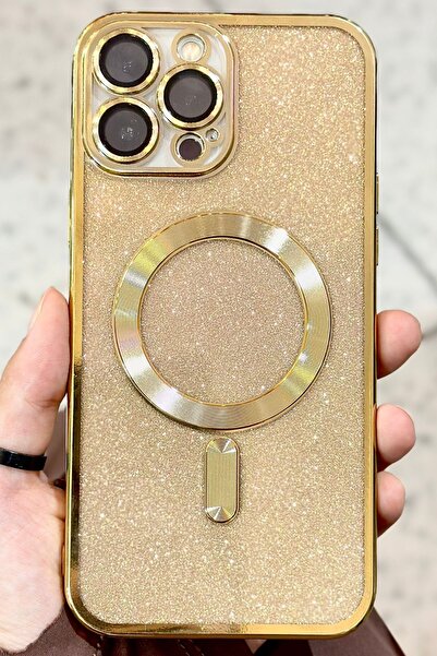Vip Case iPhone 12 Pro Max Kamera Korumalı Parlak Simli Magsafe Destekli Modern Shimmer Kılıf