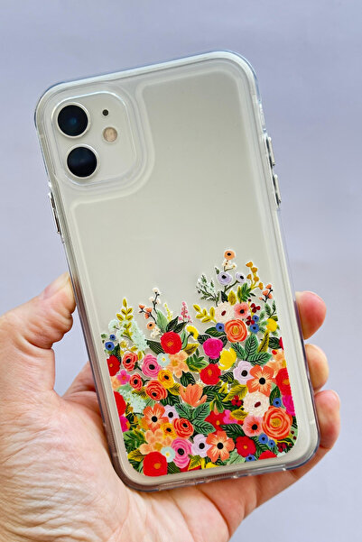 Vip Case iPhone 11 - Parlak Metal Tuşlu Çiçek Bahçesi Desenli Kolay Basmalı Darbe Emici Sağlam Kılıf 277