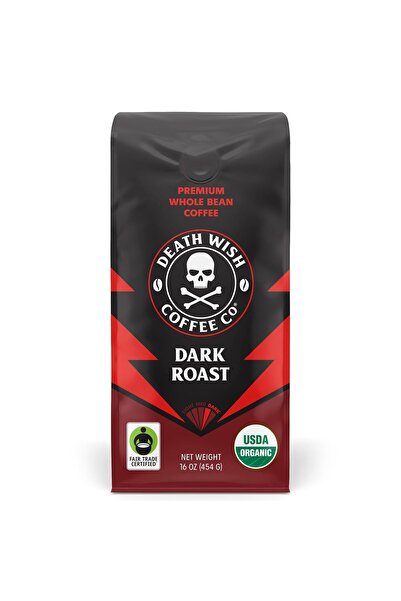Deathwish قهوة Death Wish، حبوب قهوة كاملة محمصة داكنة عضوية ومن تجارة عادلة، 16 أونصة
