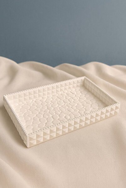 dekoratifim El Yapımı Taş Tozu Dikdörtgen Dekoratif Tepsi – Modern ve Şık Tas...