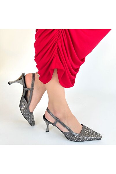 Selma Butik Sione Platinum Skin Heeled Shoes