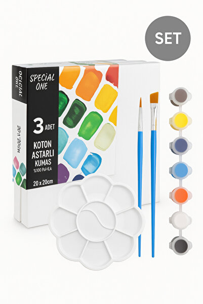 Special One 3’lü Mini Tuval Boyama Seti – Boya, Fırça ve Palet Dahil!