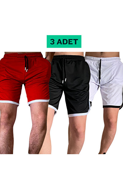 Deep sense Men's Black White Red Green Grey Sports Shorts Basketball Football Striped Shorts Fitness Running Bermuda