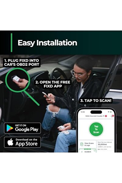 Unbranded/Generic FIXD Bluetooth OBD2 Scanner for Car - Car Code Readers & Scan Tools for iPhone/Android - Wireless OB