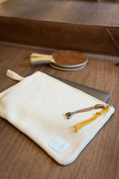 CHUBA Women's Textured Knitwear Accessory Laptop & MacBook & Tablet Case 13"-14" Inch Compatible Vanilla Chax