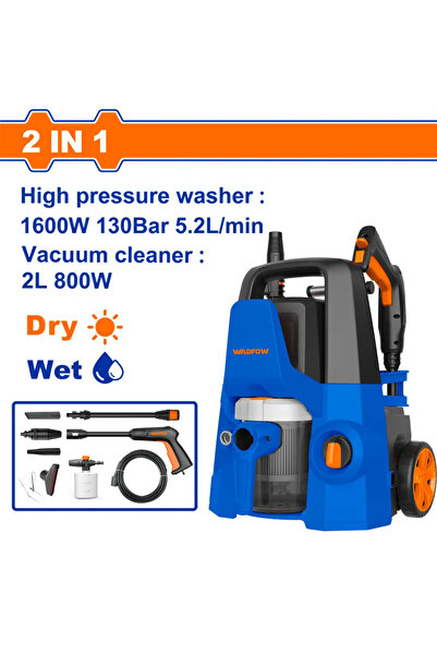 WADFOW مغسلة سيارات 1600 واط 130 بار مع مكنسة – WHP4A16