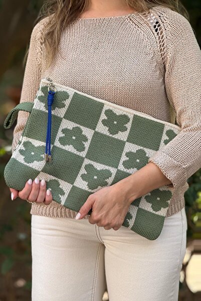 CHUBA Women's Floral Patterned Knitwear with Accessories Laptop & MacBook & Tablet Case 13"-14" Inch Compatible Green