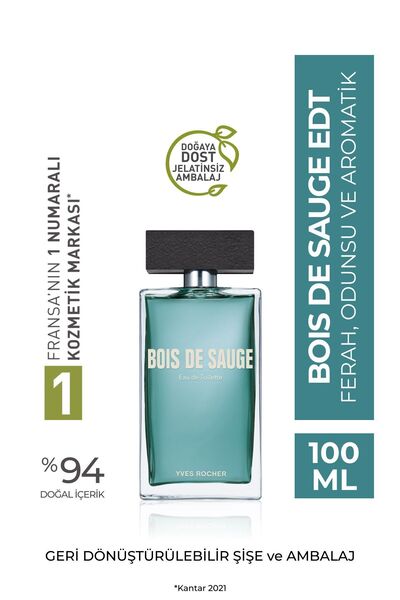 Yves Rocher Bois de Sauge Odunsu Güç ve Zarafet Sunan Erkek Parfümü EDT 100 ML