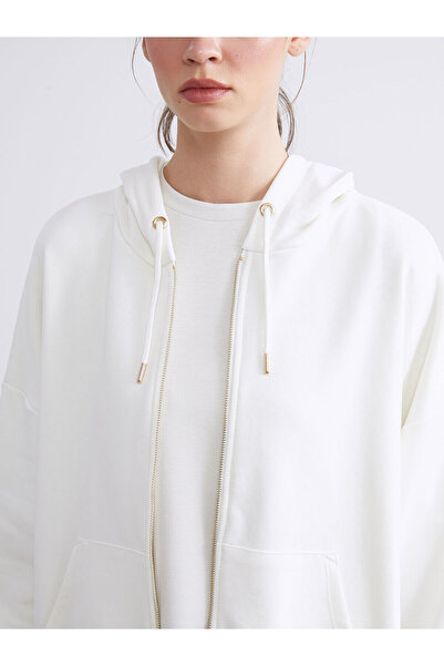 LC Waikiki New Season Hooded Oversize Women's Zippered Sweatshirt