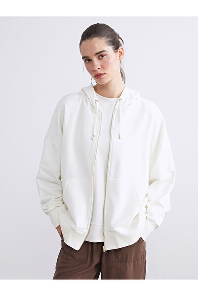 LC Waikiki New Season Hooded Oversize Women's Zippered Sweatshirt