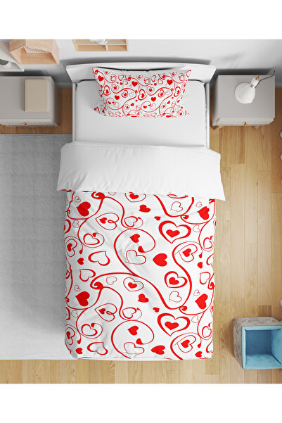 Home Heart Patterned 3D Digital Printed Single Girl's Duvet Cover Set Without Sheets