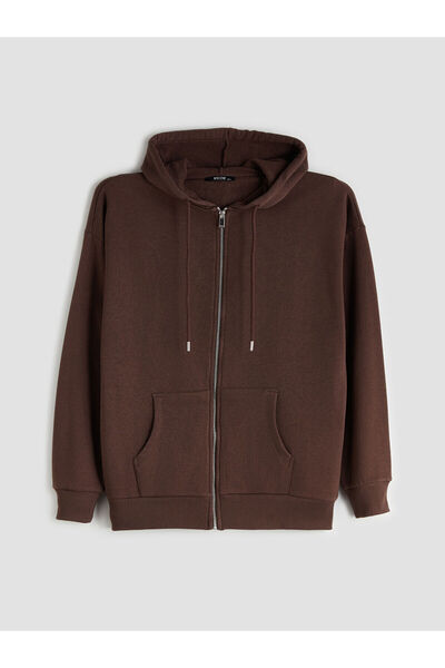 LC Waikiki New Season Hooded Oversize Women's Thick Zippered Sweatshirt