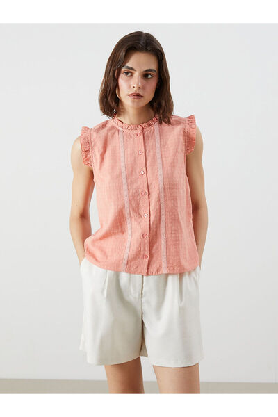 LC Waikiki Μπλούζα με κέντημα με λαιμόκοψη και βολάν από βούλα Peak New Season